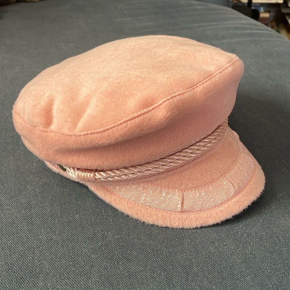 Adorable hat, pink wool, captains hat, Greek hat, girly Gigi pip NWT 57 💝